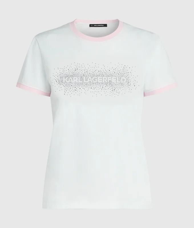 Exklusives T-Shirt mit Strass-Logo Exklusives T-Shirt mit Strass-Logo