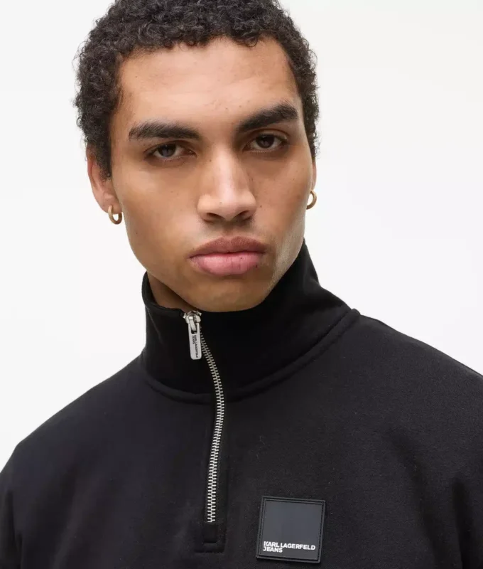 Fleece-Sweatshirt mit halbem Reißverschluss
