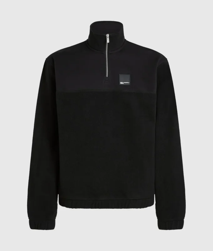 Fleece-Sweatshirt mit halbem Reißverschluss