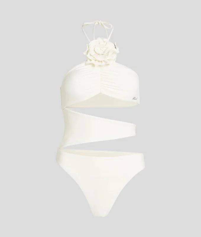 FLOWER HALTER-NECK SWIMSUIT FLOWER HALTER-NECK SWIMSUIT