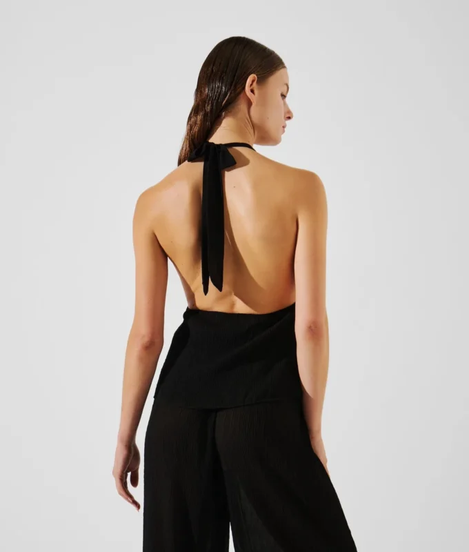 FLOWER PLISSÉ HALTER TOP FLOWER PLISSÉ HALTER TOP