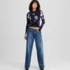 FRANSENVERZIERTE RELAXED-JEANS MIT MITTLERER TAILLE FRANSENVERZIERTE RELAXED-JEANS MIT MITTLERER TAILLE