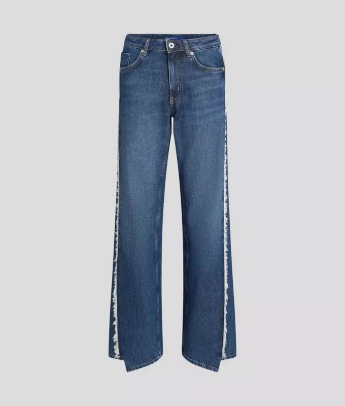 FRANSENVERZIERTE RELAXED-JEANS MIT MITTLERER TAILLE FRANSENVERZIERTE RELAXED-JEANS MIT MITTLERER TAILLE