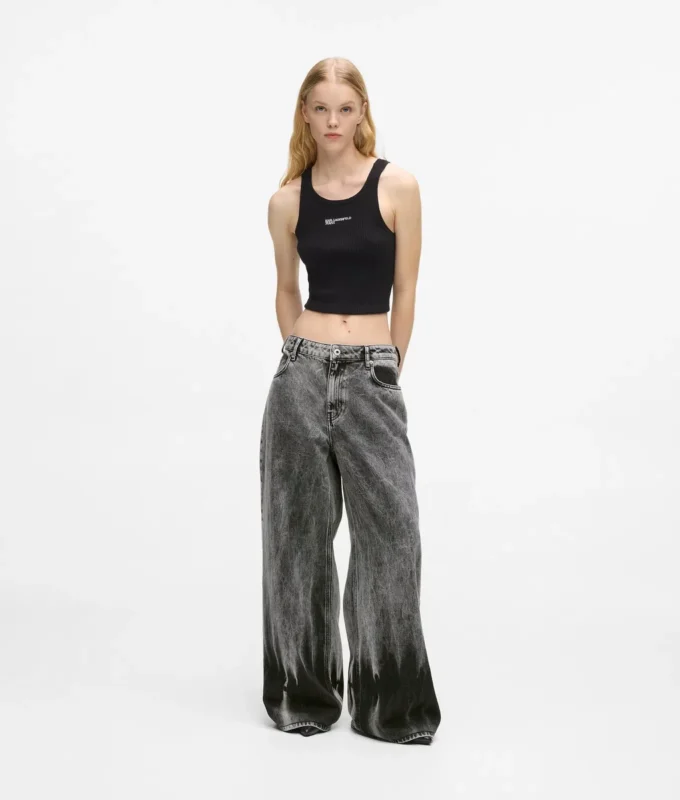 Gebleichte Low-Rise-Jeans mit weitem Bein Gebleichte Low-Rise-Jeans mit weitem Bein