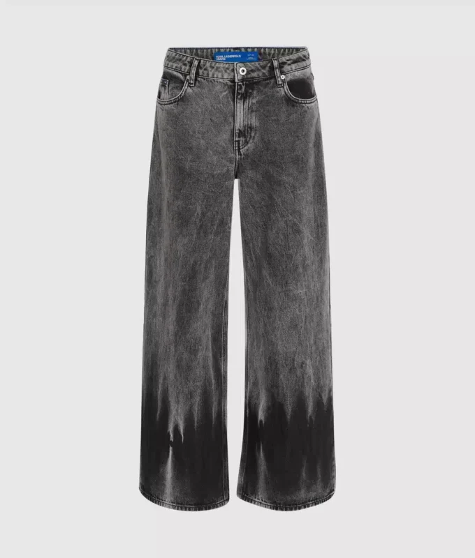 Gebleichte Low-Rise-Jeans mit weitem Bein Gebleichte Low-Rise-Jeans mit weitem Bein
