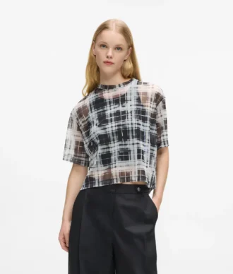 Gekreuztes Mesh-T-Shirt