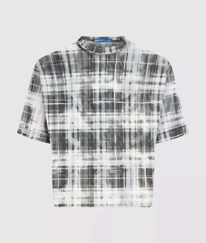 Gekreuztes Mesh-T-Shirt Gekreuztes Mesh-T-Shirt