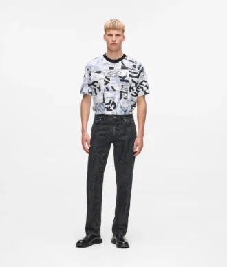 Gerade geschnittene Jeans mit durchgehendem Monogramm