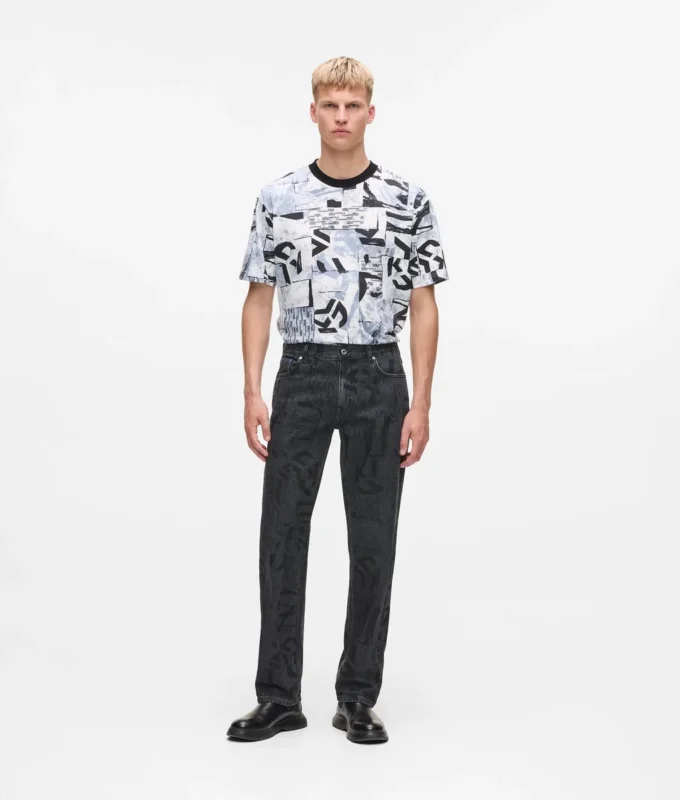 Gerade geschnittene Jeans mit durchgehendem Monogramm Gerade geschnittene Jeans mit durchgehendem Monogramm