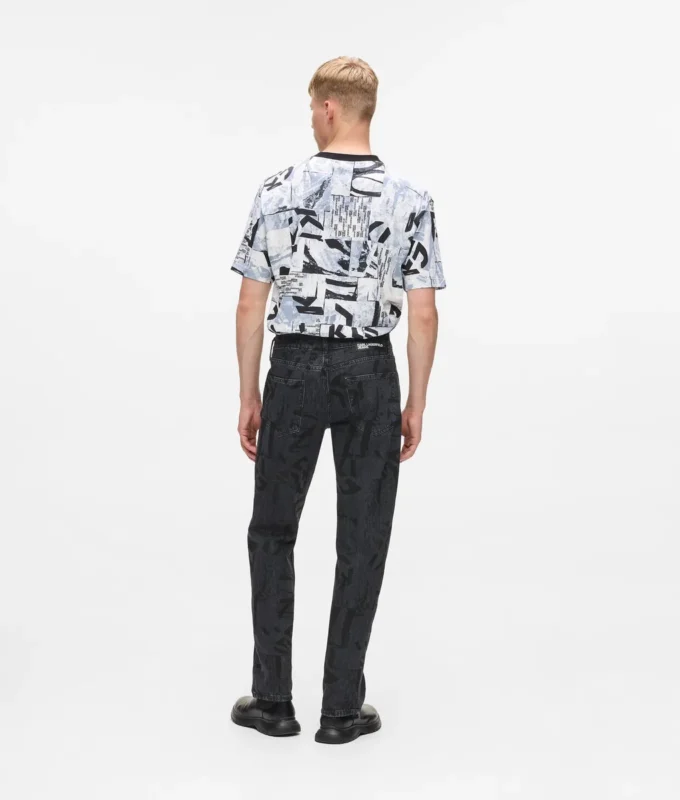 Gerade geschnittene Jeans mit durchgehendem Monogramm Gerade geschnittene Jeans mit durchgehendem Monogramm