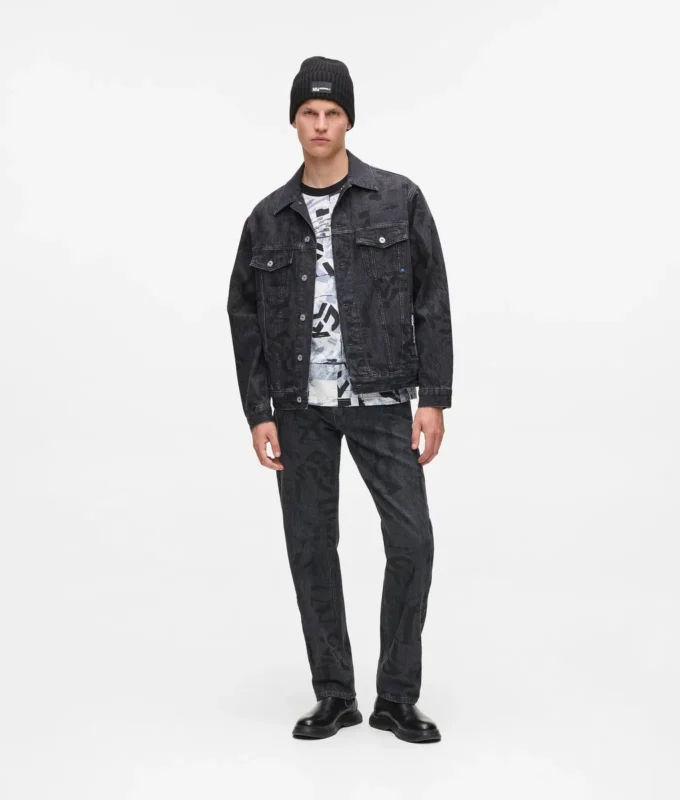 Gerade geschnittene Jeans mit durchgehendem Monogramm Gerade geschnittene Jeans mit durchgehendem Monogramm