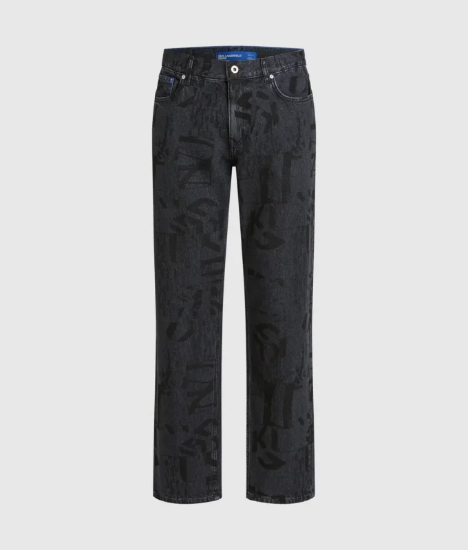 Gerade geschnittene Jeans mit durchgehendem Monogramm Gerade geschnittene Jeans mit durchgehendem Monogramm