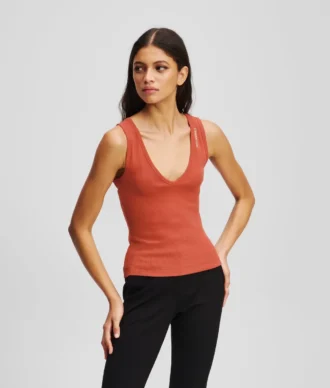 GERIFFELTES TANKTOP MIT V-AUSSCHNITT