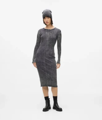 Geripptes Langarmkleid