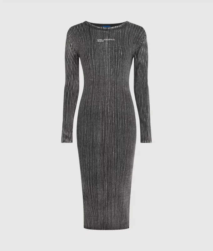 Geripptes Langarmkleid Geripptes Langarmkleid