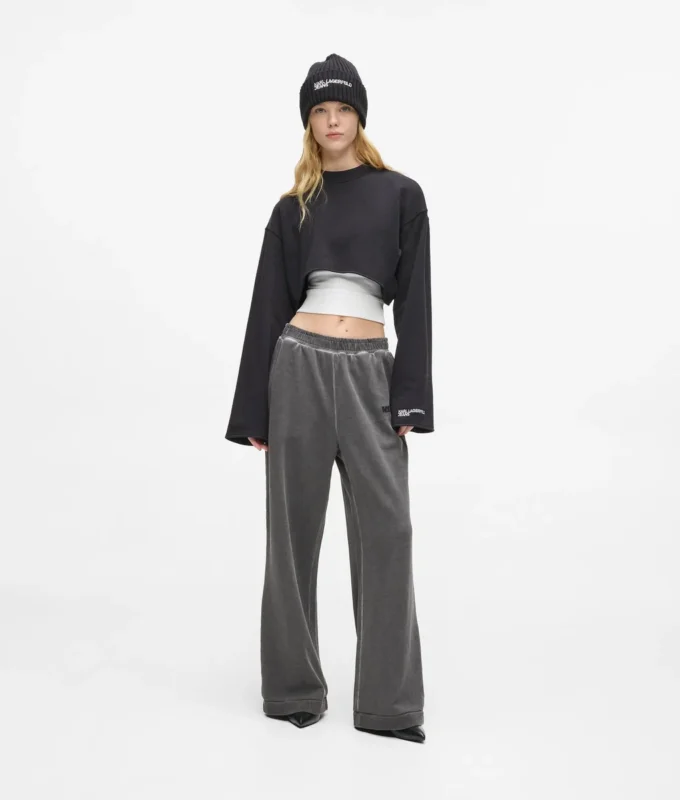 Gewaschene Sweathose mit weitem Bein Gewaschene Sweathose mit weitem Bein