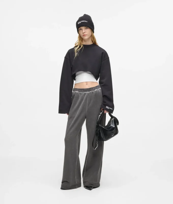 Gewaschene Sweathose mit weitem Bein Gewaschene Sweathose mit weitem Bein