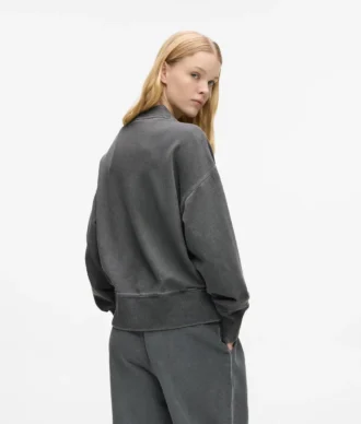 Gewaschenes Bomber-Sweatshirt mit Reißverschluss