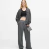 Gewaschenes Bomber-Sweatshirt mit Reißverschluss Gewaschenes Bomber-Sweatshirt mit Reißverschluss