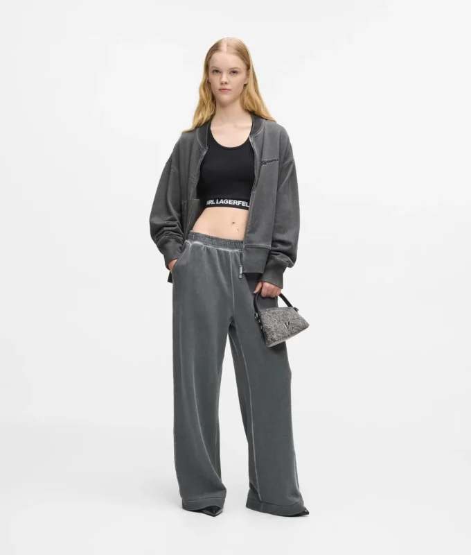 Gewaschenes Bomber-Sweatshirt mit Reißverschluss Gewaschenes Bomber-Sweatshirt mit Reißverschluss