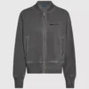 Gewaschenes Bomber-Sweatshirt mit Reißverschluss Gewaschenes Bomber-Sweatshirt mit Reißverschluss