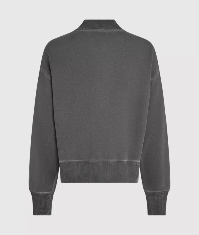 Gewaschenes Bomber-Sweatshirt mit Reißverschluss Gewaschenes Bomber-Sweatshirt mit Reißverschluss
