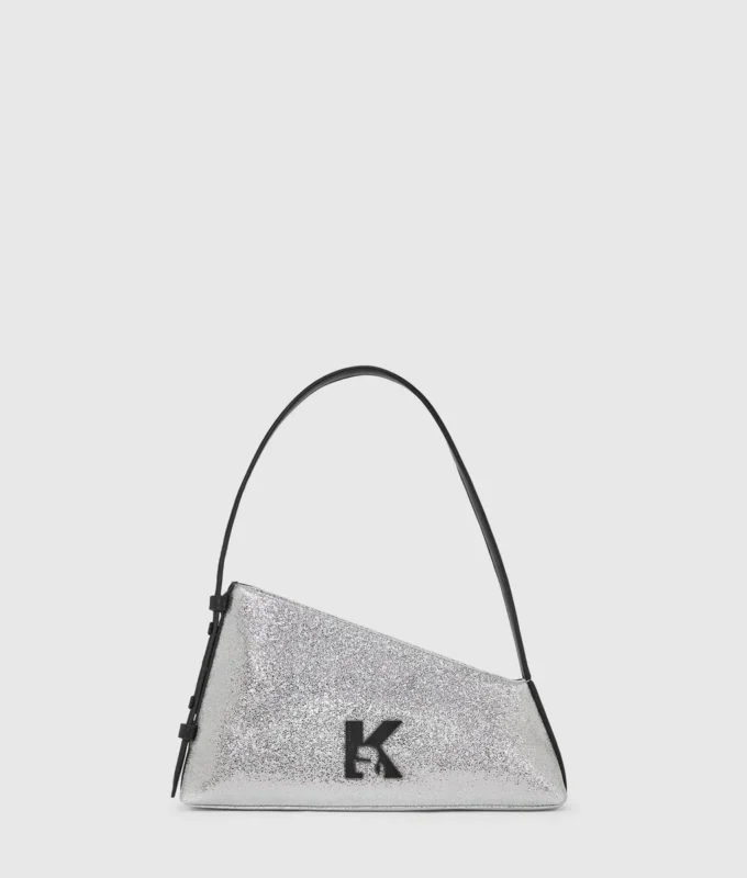Glänzende Schultertasche mit Geo-Muster
