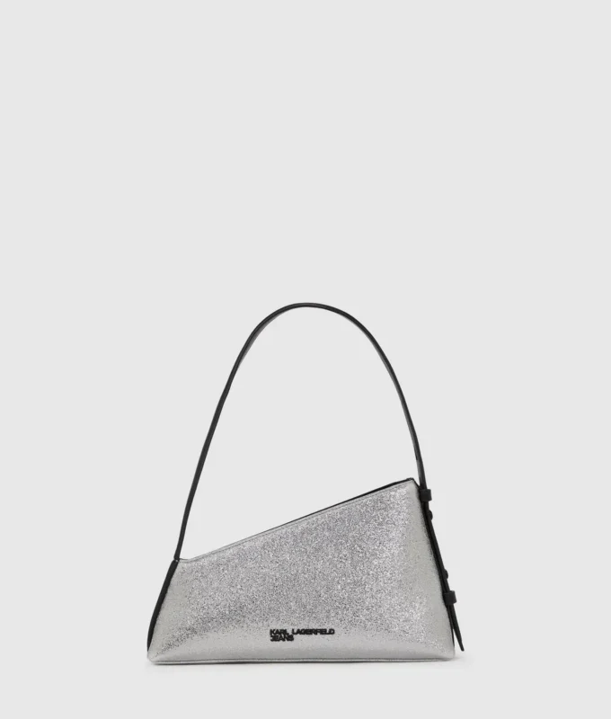 Glänzende Schultertasche mit Geo-Muster