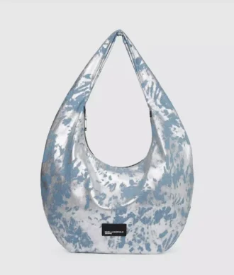 Große, hochglänzende Hobo-Tasche aus Denim