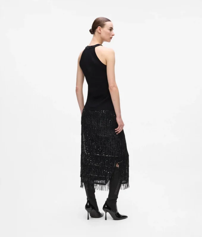 Halterneck-Top mit Strasssteinen