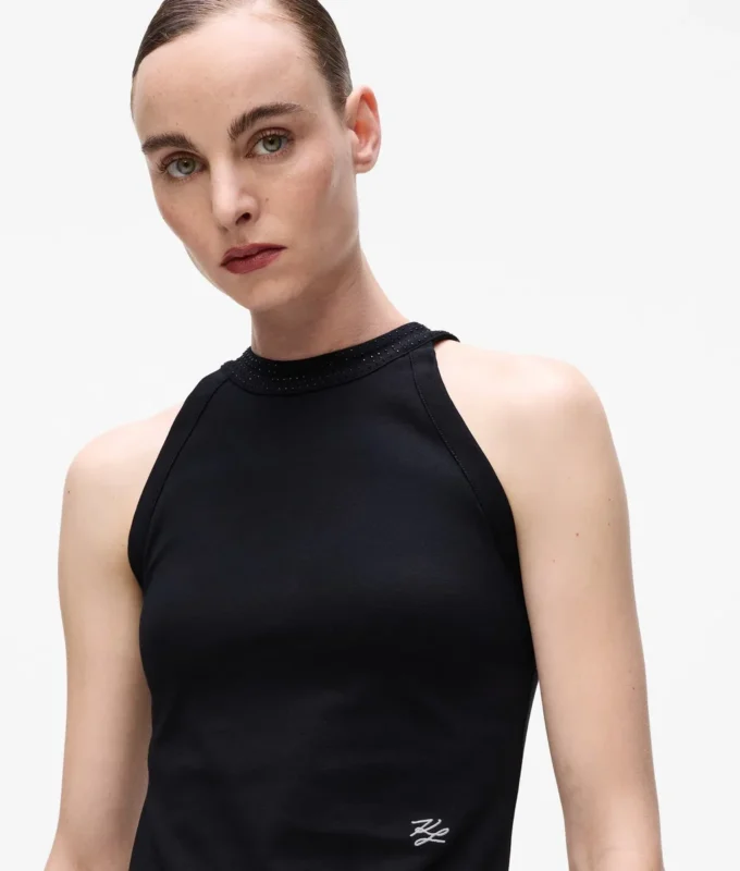 Halterneck-Top mit Strasssteinen