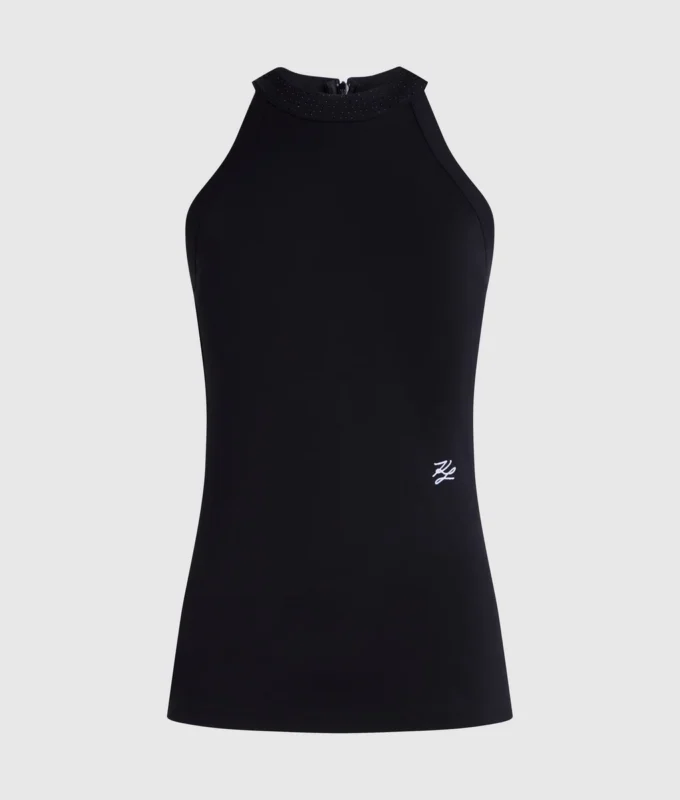 Halterneck-Top mit Strasssteinen