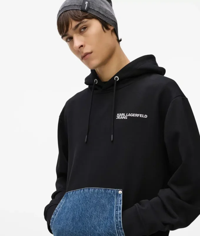 Hoodie mit Denim-Tasche Hoodie mit Denim-Tasche