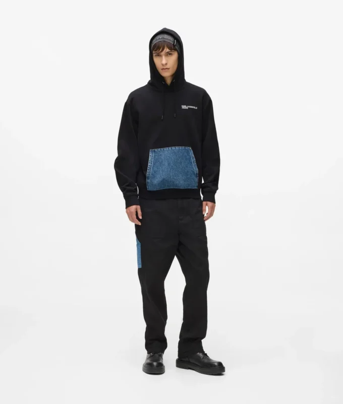 Hoodie mit Denim-Tasche Hoodie mit Denim-Tasche