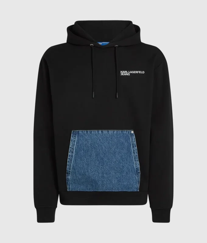Hoodie mit Denim-Tasche Hoodie mit Denim-Tasche