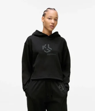 Hoodie mit Monogramm-Nieten