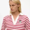 Ikon gestreiftes Langarm-Poloshirt