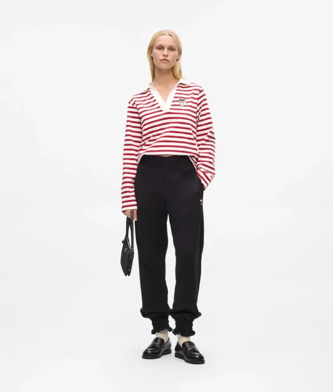 Ikon gestreiftes Langarm-Poloshirt