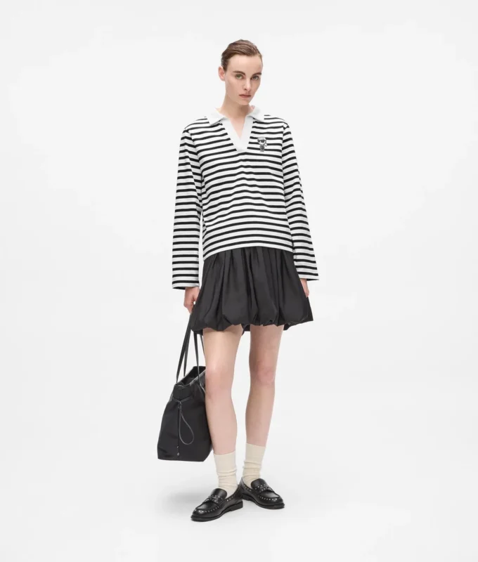 Ikon gestreiftes Langarm-Poloshirt