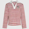 Ikon gestreiftes Langarm-Poloshirt