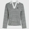 Ikon gestreiftes Langarm-Poloshirt