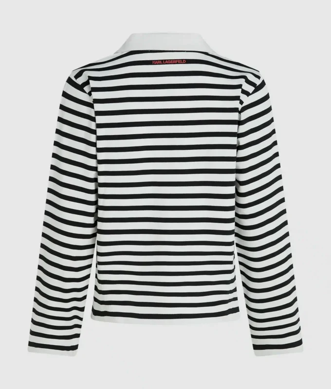 Ikon gestreiftes Langarm-Poloshirt