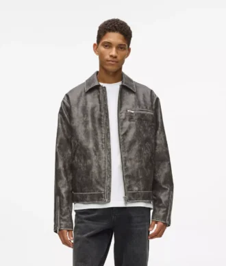 Jacke aus Kunstleder im Used-Look