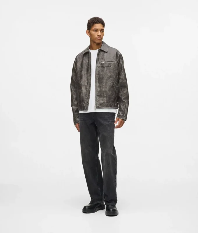 Jacke aus Kunstleder im Used-Look