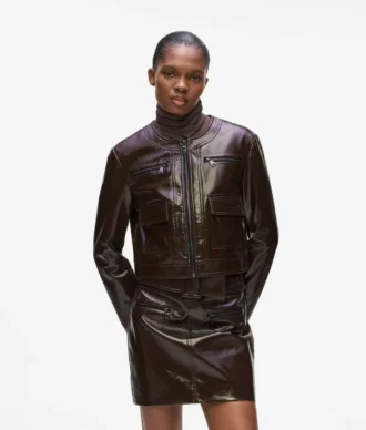 Jacke aus Kunstleder mit Glanzfinish