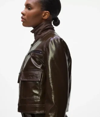 Jacke aus Kunstleder mit Glanzfinish