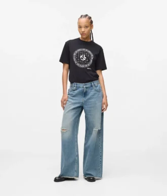Jeans mit niedriger Leibhöhe und weitem Bein