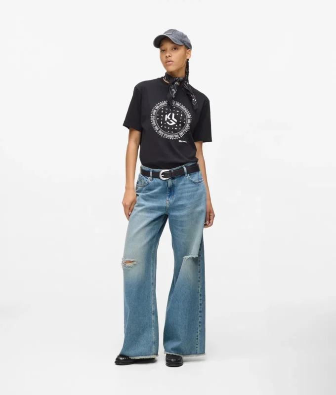 Jeans mit niedriger Leibhöhe und weitem Bein