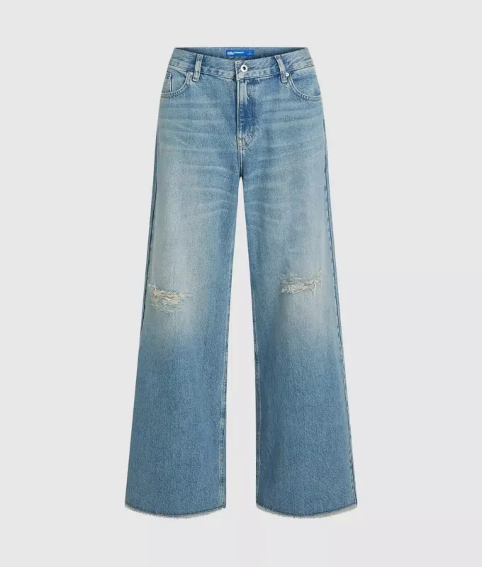 Jeans mit niedriger Leibhöhe und weitem Bein