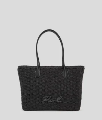 K/Signature kleine gewebte Strandtasche